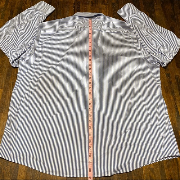 Untuckit Mens Shirt XXL Blue Striped  Long Sleeve Button Down Cotton Terzolo - Picture 7 of 10